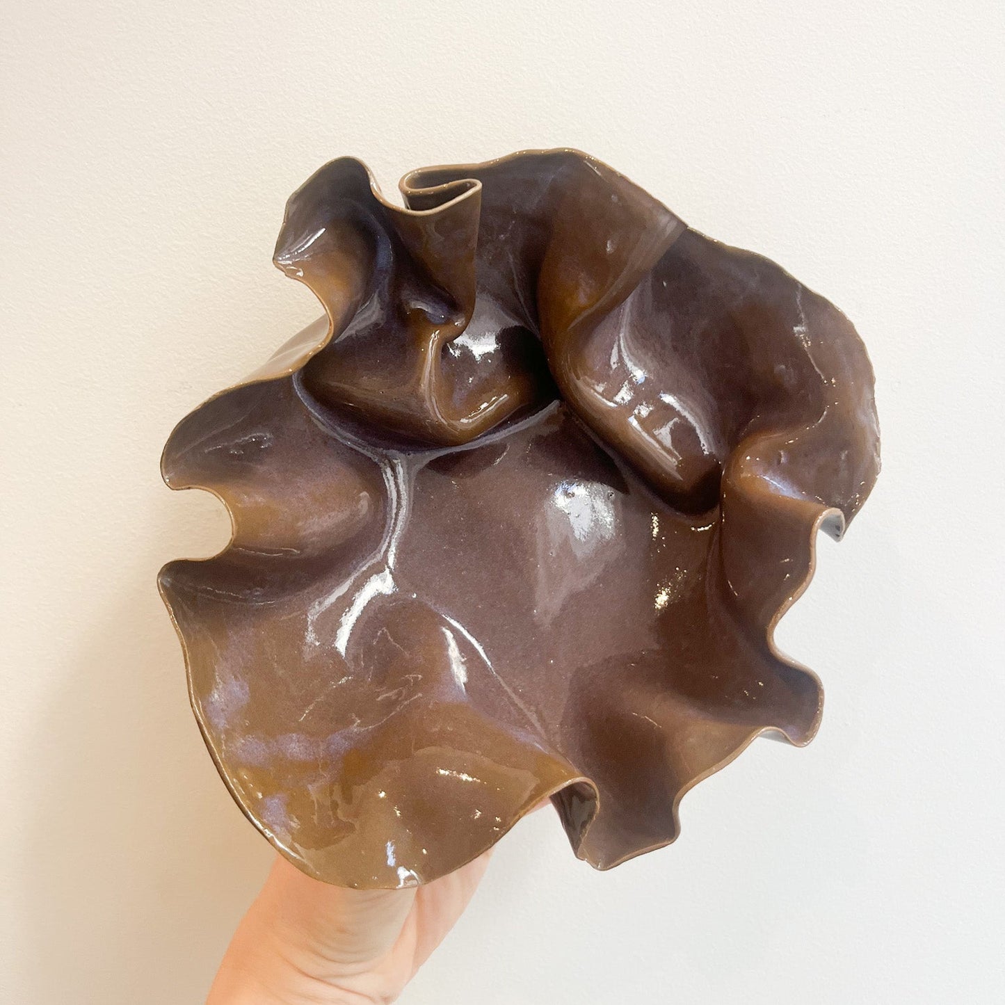 Coupelle Pavlova porcelaine marron - Vide atelier