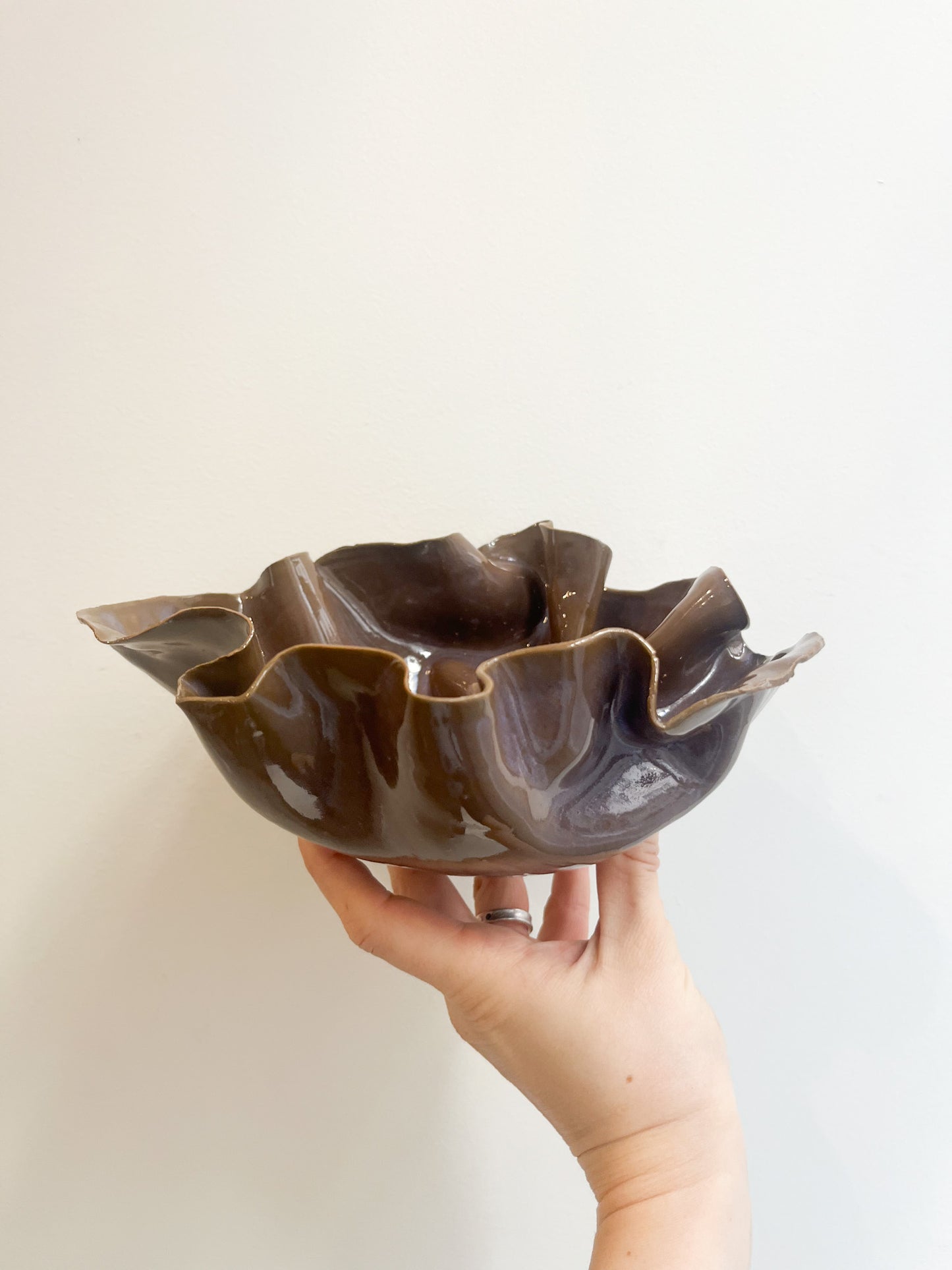 Coupelle Pavlova porcelaine marron - Vide atelier
